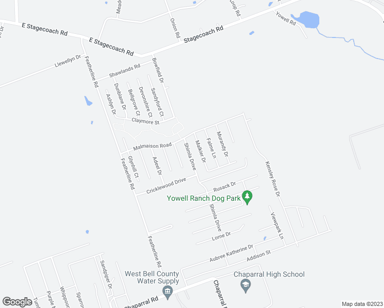 map of restaurants, bars, coffee shops, grocery stores, and more near 9604 Shimla Drive in Killeen