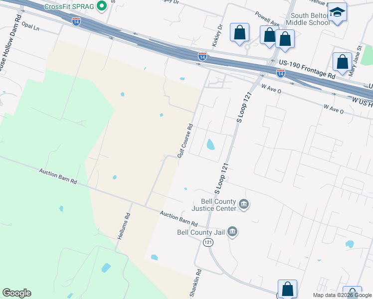 map of restaurants, bars, coffee shops, grocery stores, and more near 0 Course Road in Belton