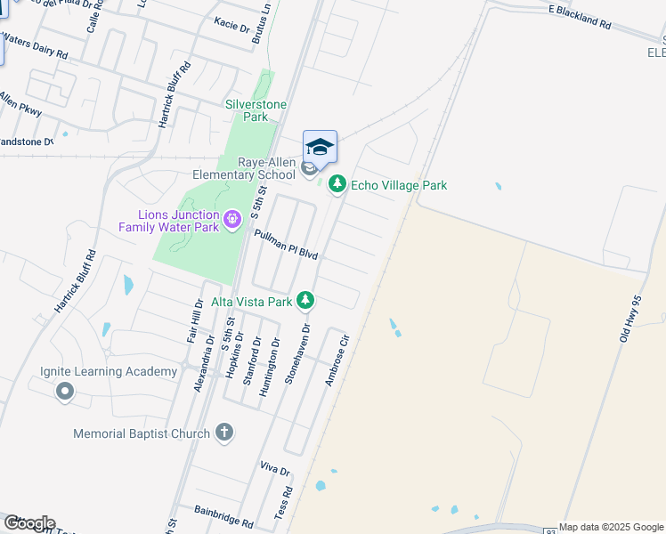 map of restaurants, bars, coffee shops, grocery stores, and more near 105 Pullman Place Boulevard in Temple