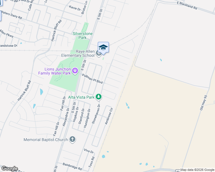 map of restaurants, bars, coffee shops, grocery stores, and more near 105 Pullman Place Boulevard in Temple