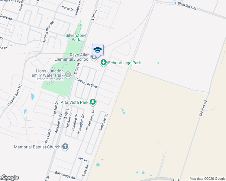 map of restaurants, bars, coffee shops, grocery stores, and more near 216 Pullman Place Boulevard in Temple