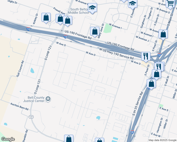 map of restaurants, bars, coffee shops, grocery stores, and more near 1548 Kal Court in Belton