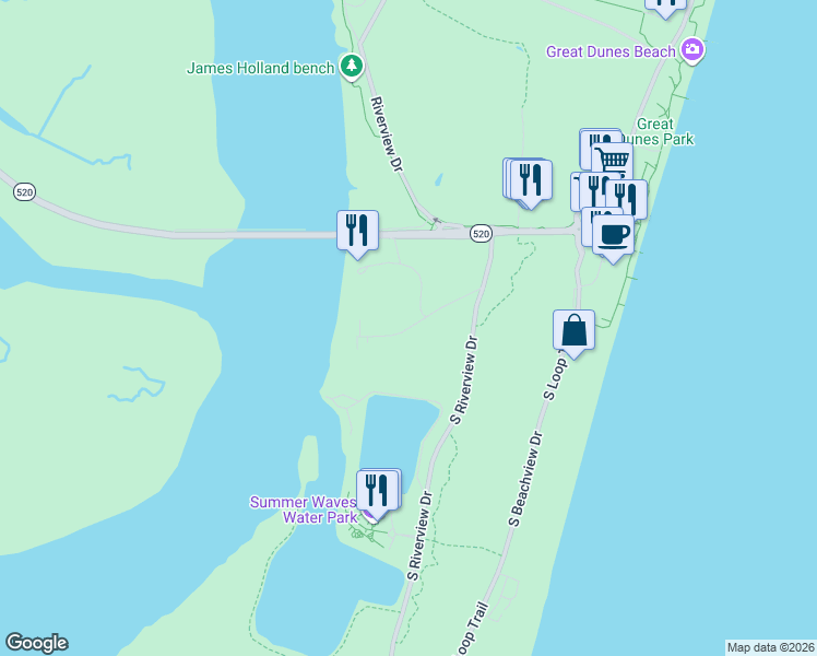 map of restaurants, bars, coffee shops, grocery stores, and more near 49 Harbor Road in Jekyll Island