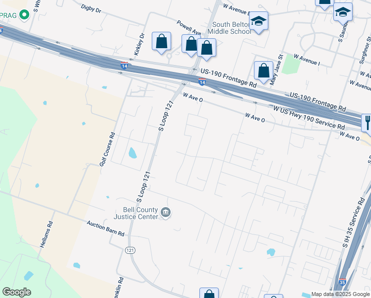 map of restaurants, bars, coffee shops, grocery stores, and more near 1902 Highway 121 Loop in Belton