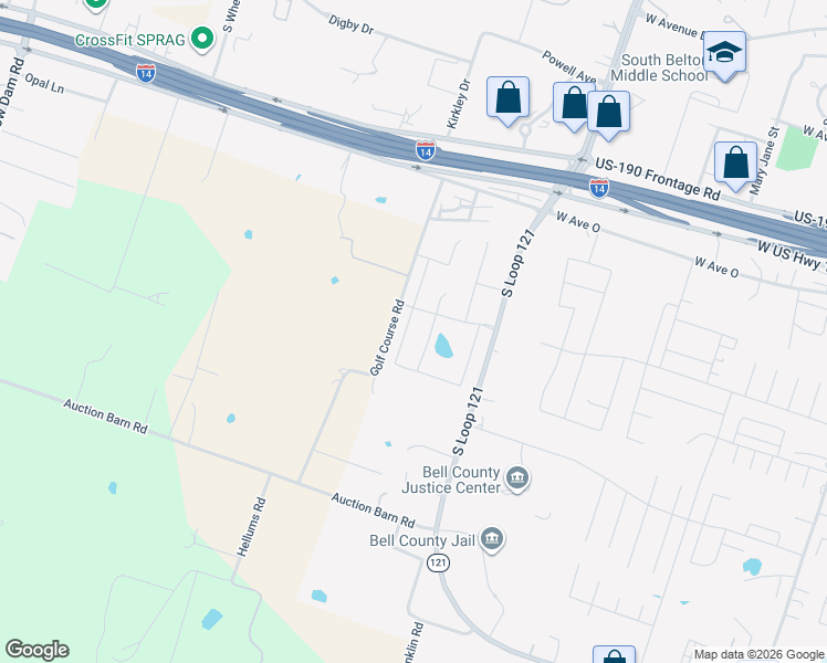 map of restaurants, bars, coffee shops, grocery stores, and more near 2009-2119 Old Golf Course Road in Belton