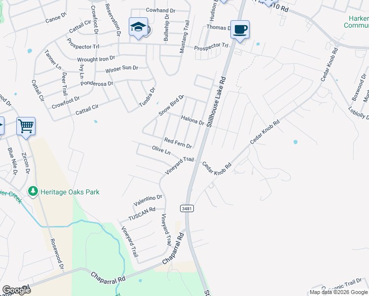 map of restaurants, bars, coffee shops, grocery stores, and more near 2613 White Moon Drive in Harker Heights