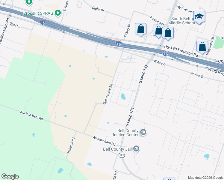 map of restaurants, bars, coffee shops, grocery stores, and more near 2081 Old Golf Course Road in Belton