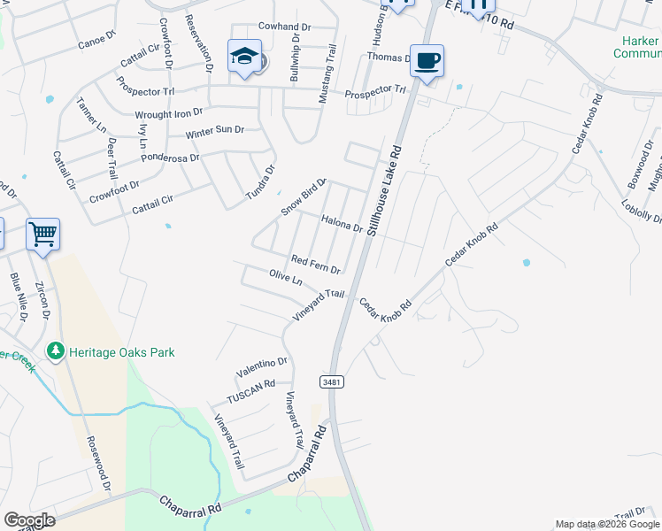 map of restaurants, bars, coffee shops, grocery stores, and more near 2613 White Moon Drive in Harker Heights