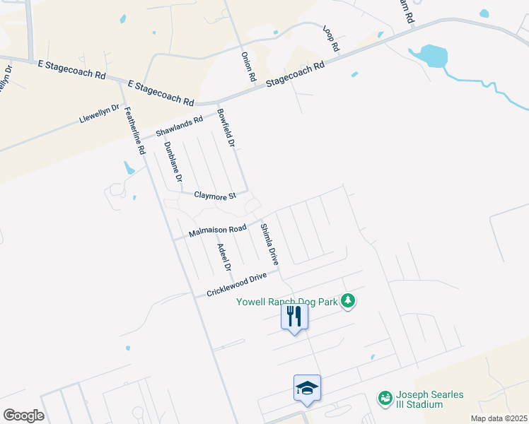 map of restaurants, bars, coffee shops, grocery stores, and more near 3507 Malmaison Road in Killeen
