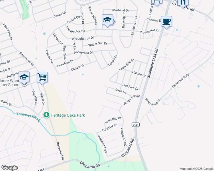 map of restaurants, bars, coffee shops, grocery stores, and more near 811 Olive Lane in Harker Heights