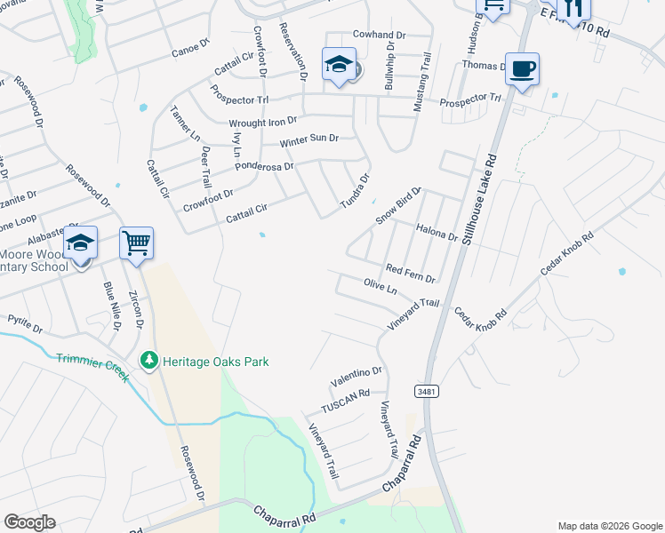 map of restaurants, bars, coffee shops, grocery stores, and more near 811 Olive Lane in Harker Heights