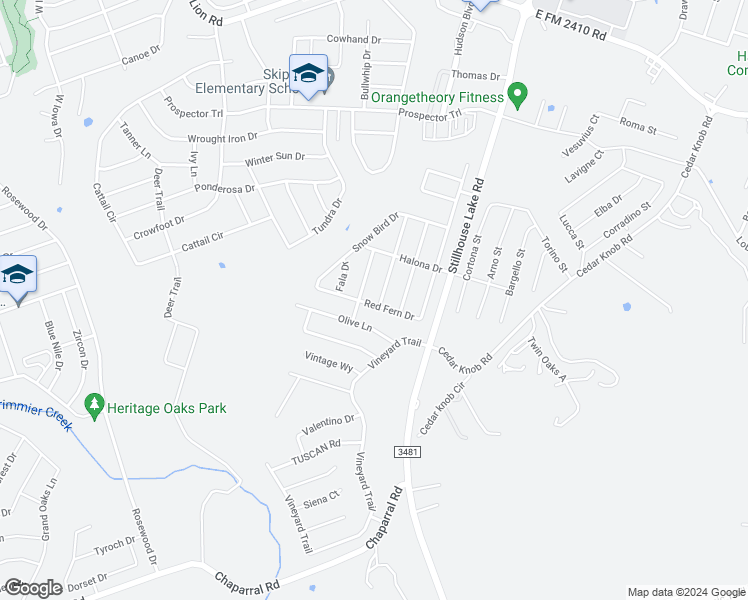 map of restaurants, bars, coffee shops, grocery stores, and more near 2616 Laguna Drive in Harker Heights