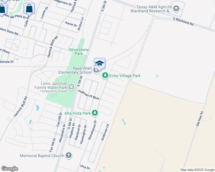 map of restaurants, bars, coffee shops, grocery stores, and more near 26 Avrshire Lane in Temple