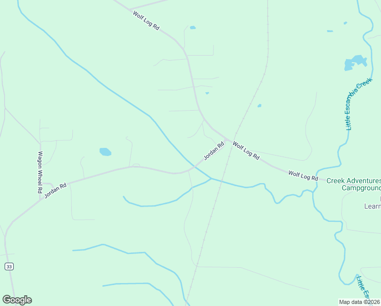 map of restaurants, bars, coffee shops, grocery stores, and more near 2483 Jordan Road in Flomaton