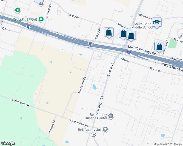 map of restaurants, bars, coffee shops, grocery stores, and more near 1776 Old Golf Course Road in Belton