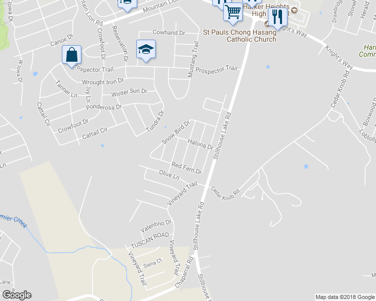 map of restaurants, bars, coffee shops, grocery stores, and more near 2607 Laguna Drive in Harker Heights