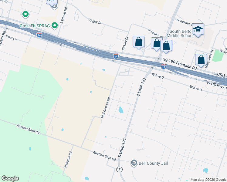 map of restaurants, bars, coffee shops, grocery stores, and more near 1776 Old Golf Course Road in Belton