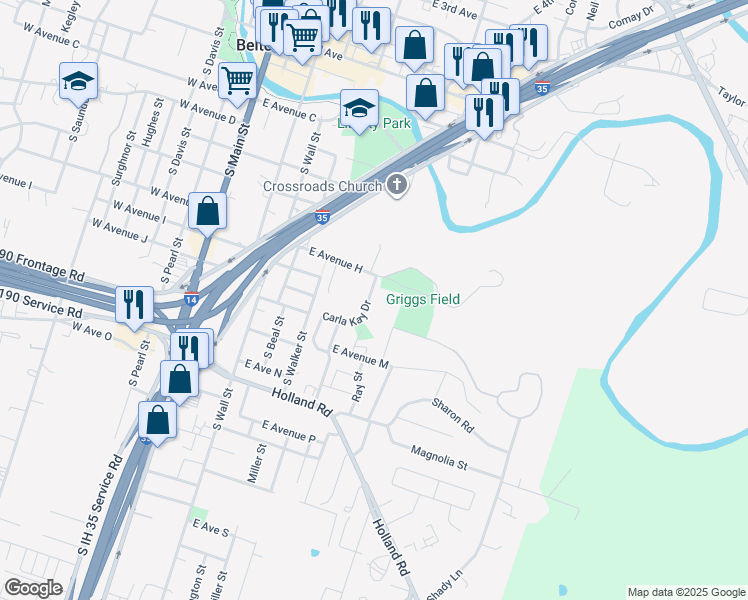 map of restaurants, bars, coffee shops, grocery stores, and more near 803 Carla Kay Drive in Belton