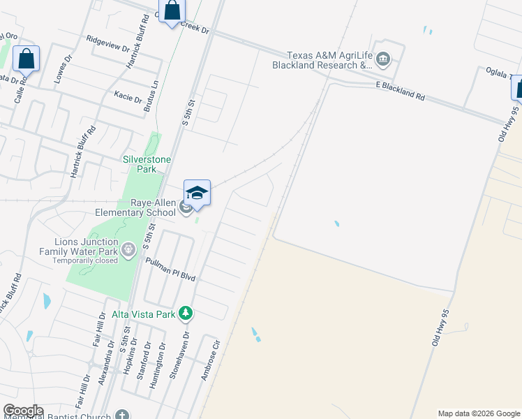 map of restaurants, bars, coffee shops, grocery stores, and more near 204 McCullough Loop in Temple