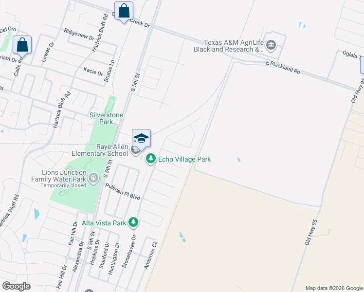 map of restaurants, bars, coffee shops, grocery stores, and more near 204 McCullough Loop in Temple