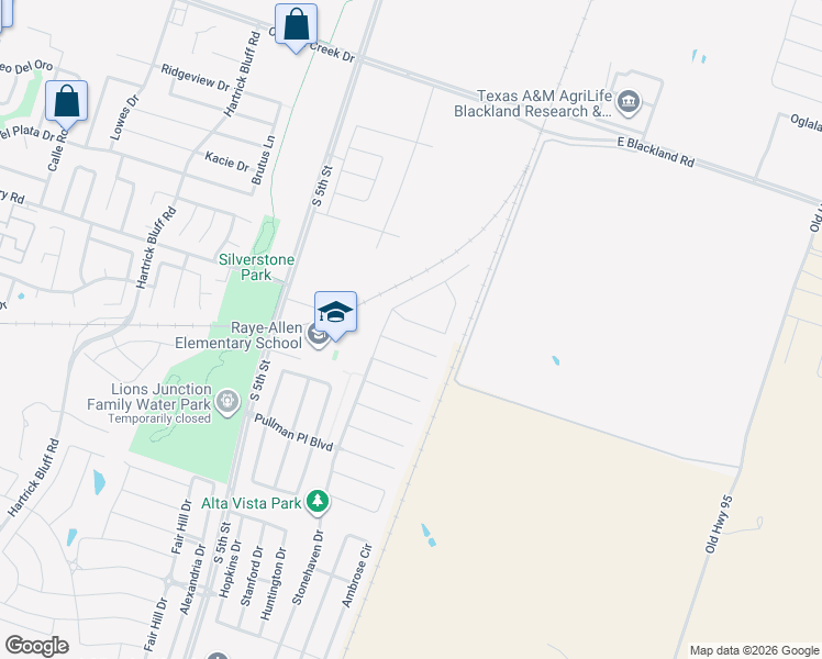 map of restaurants, bars, coffee shops, grocery stores, and more near 23 McCullough Loop in Temple