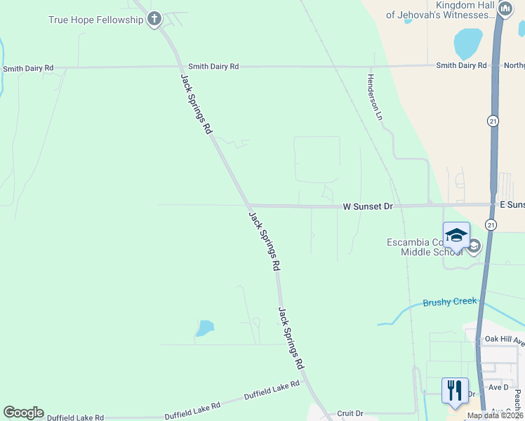 map of restaurants, bars, coffee shops, grocery stores, and more near 845 West Sunset Drive in Atmore