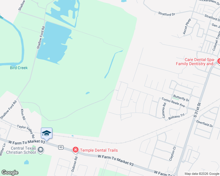 map of restaurants, bars, coffee shops, grocery stores, and more near 3650 Burton Lane in Temple