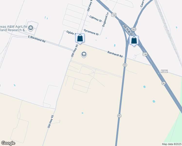 map of restaurants, bars, coffee shops, grocery stores, and more near 5001 Old Highway 95 in Temple