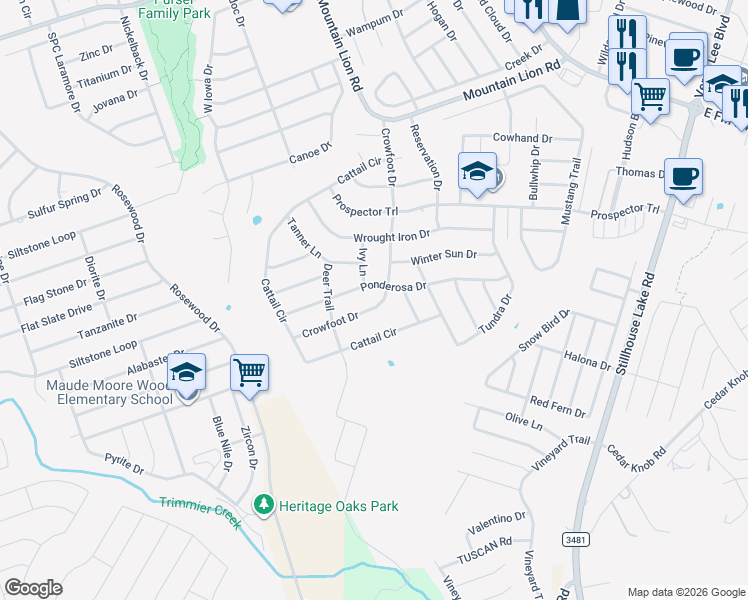map of restaurants, bars, coffee shops, grocery stores, and more near 315 Crowfoot Drive in Harker Heights