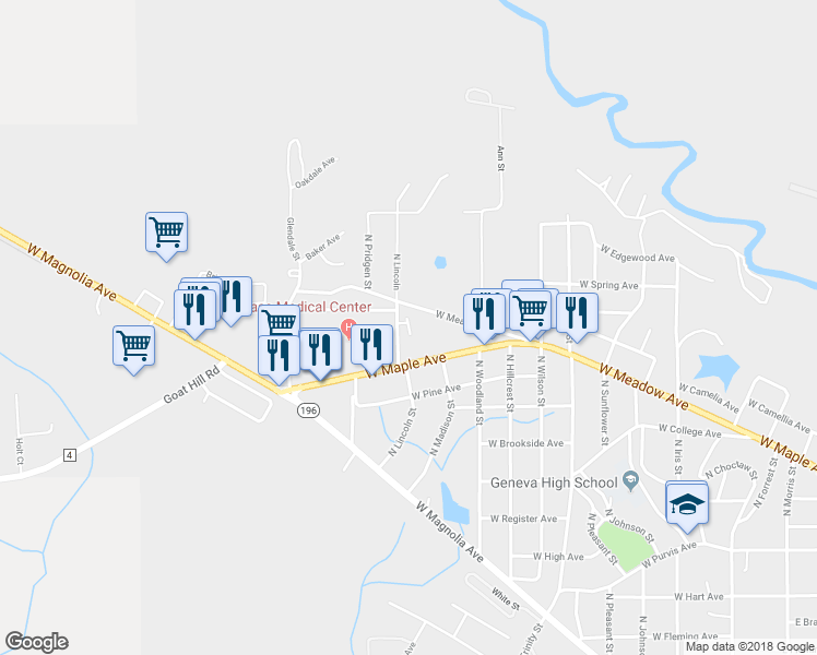 map of restaurants, bars, coffee shops, grocery stores, and more near 911 West Meadow Avenue in Geneva