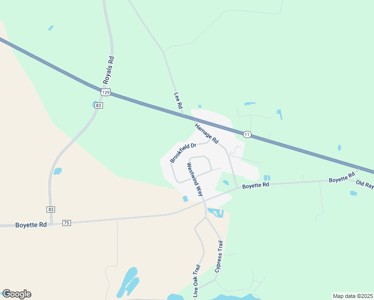 map of restaurants, bars, coffee shops, grocery stores, and more near 23 Brookfield Drive in Lakeland