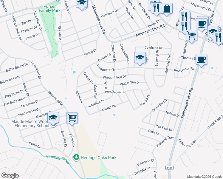 map of restaurants, bars, coffee shops, grocery stores, and more near 509 Ivy Lane in Harker Heights