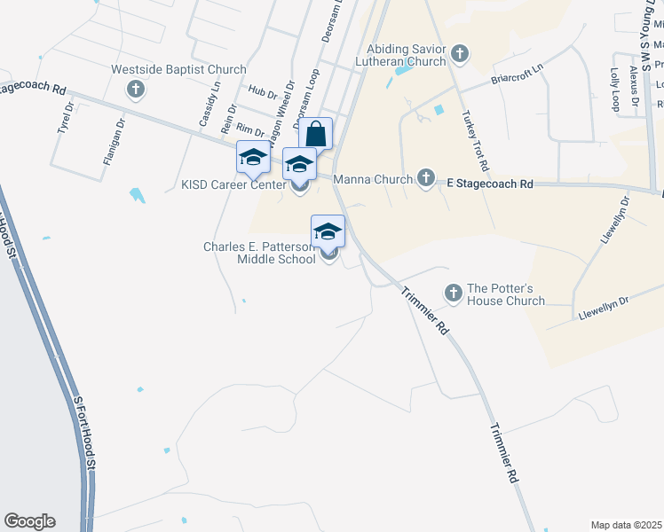 map of restaurants, bars, coffee shops, grocery stores, and more near 8383 Trimmier Road in Killeen