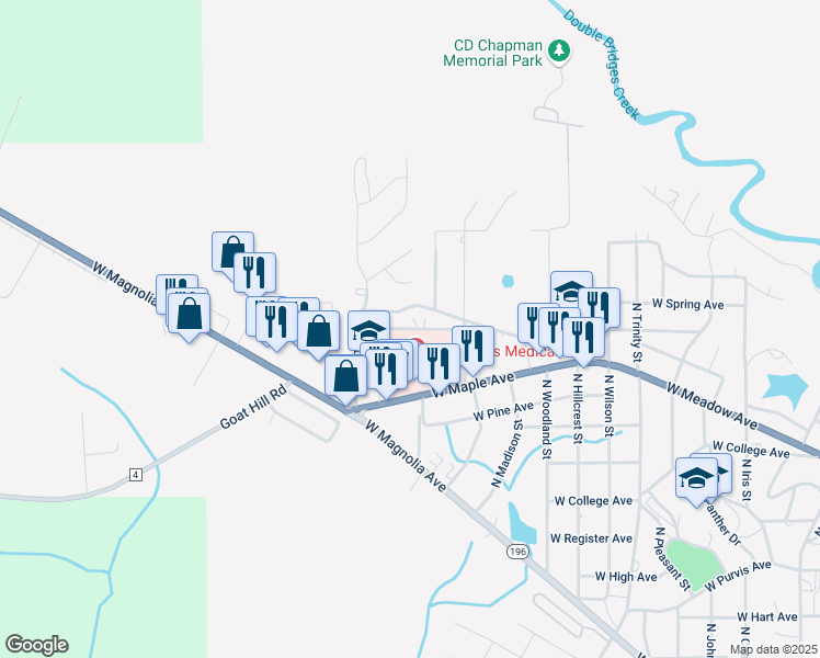 map of restaurants, bars, coffee shops, grocery stores, and more near West Hospital Drive in Geneva