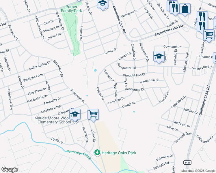 map of restaurants, bars, coffee shops, grocery stores, and more near 213 Tribal Trail in Harker Heights