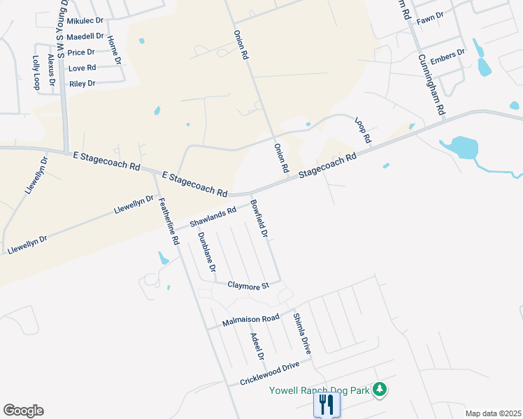 map of restaurants, bars, coffee shops, grocery stores, and more near 9000 Bowfield Drive in Killeen