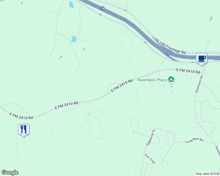 map of restaurants, bars, coffee shops, grocery stores, and more near 8350 Farm to Market 2410 in Belton