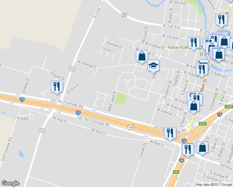 map of restaurants, bars, coffee shops, grocery stores, and more near 802 Mary Jane Street in Belton