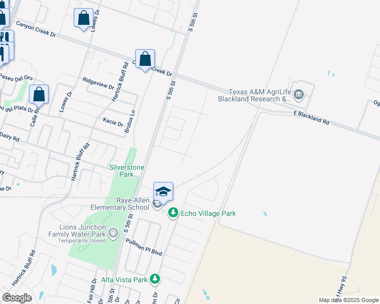 map of restaurants, bars, coffee shops, grocery stores, and more near 4720 Stonehaven Drive in Temple