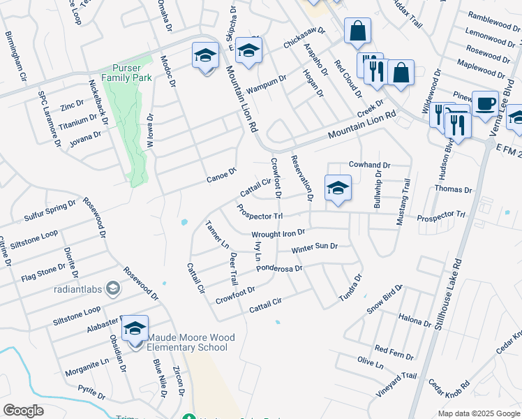 map of restaurants, bars, coffee shops, grocery stores, and more near 306 Bareback Trail in Harker Heights