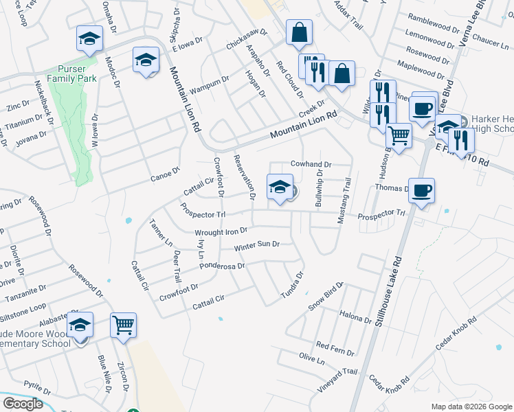 map of restaurants, bars, coffee shops, grocery stores, and more near 429 Reservation Drive in Harker Heights