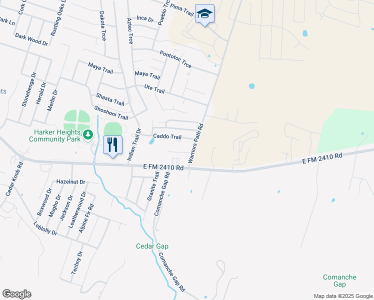 map of restaurants, bars, coffee shops, grocery stores, and more near 5 Ruiz Drive in Harker Heights