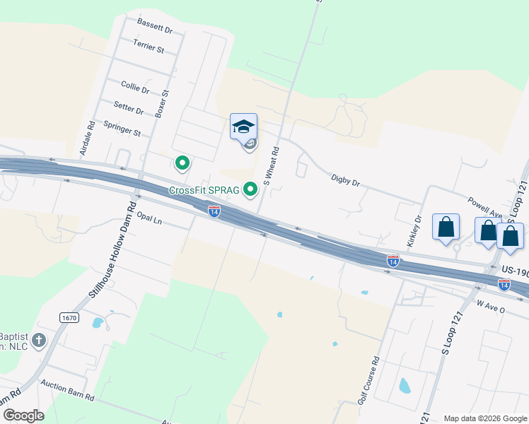 map of restaurants, bars, coffee shops, grocery stores, and more near 2812 U.S. 190 Frontage Road in Belton
