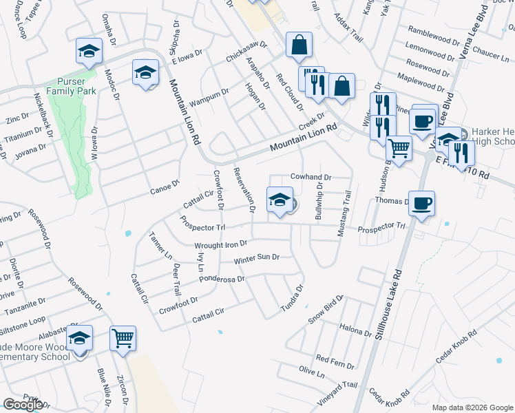 map of restaurants, bars, coffee shops, grocery stores, and more near 429 Reservation Drive in Harker Heights