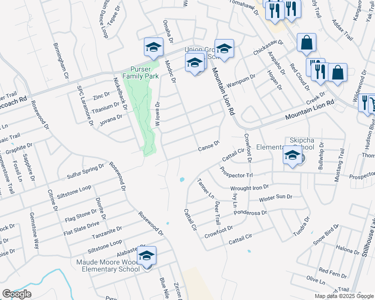 map of restaurants, bars, coffee shops, grocery stores, and more near 404 Canoe Drive in Harker Heights