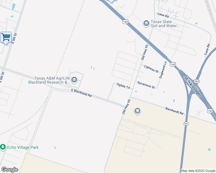 map of restaurants, bars, coffee shops, grocery stores, and more near 1118 East Blackland Road in Temple