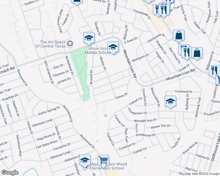 map of restaurants, bars, coffee shops, grocery stores, and more near 103 West Deer Horn Pass in Harker Heights