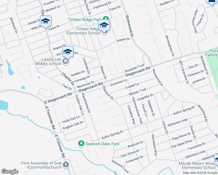 map of restaurants, bars, coffee shops, grocery stores, and more near 5709 Drystone Lane in Killeen