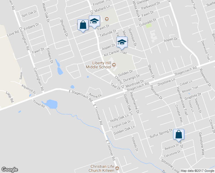 map of restaurants, bars, coffee shops, grocery stores, and more near 5503 Teal Drive in Killeen