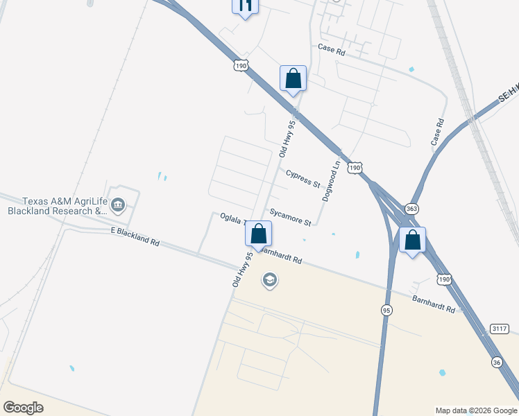 map of restaurants, bars, coffee shops, grocery stores, and more near 3803 Little River Road in Temple